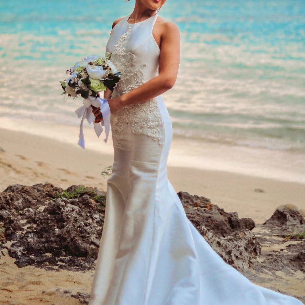 Hand-stitched Mermaid Custom Wedding Dress (Modern, Simple, Modest)